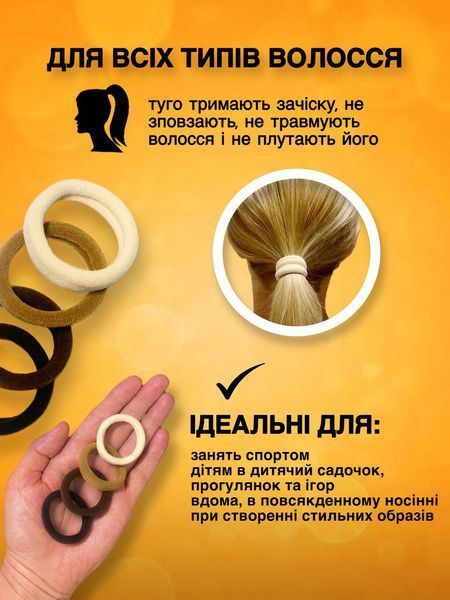 Набір резинок для волосся безшовні текстильні 40 шт 3.5 см пастель 1832107516 фото