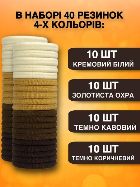 Набір резинок для волосся безшовні текстильні 40 шт 3.5 см пастель 1832107516 фото