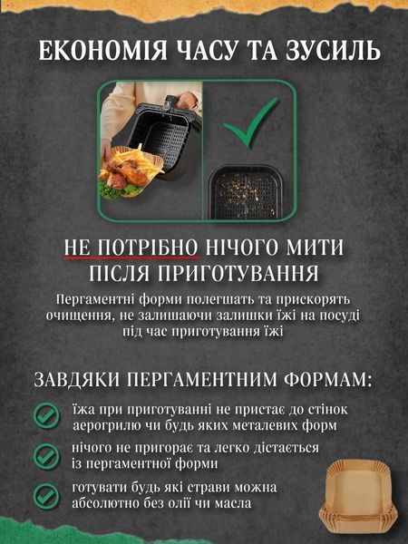 Паперові форми для аерогриля квадратні 50 шт 16 см пергамент силіконізований 2217415318 фото